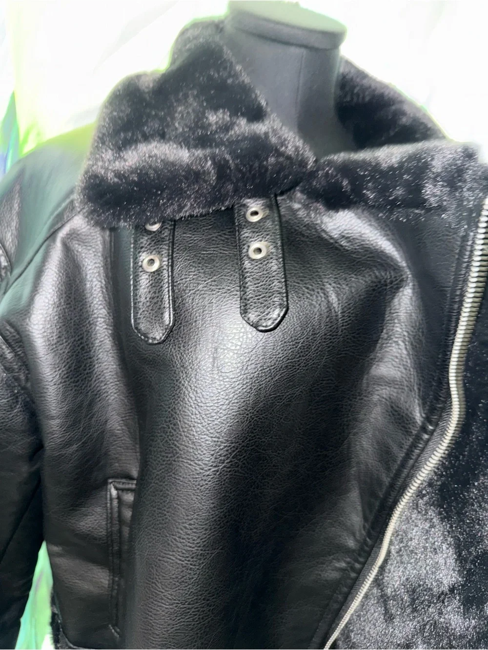 H&M Black Faux Shearling Leather Jacket - Women